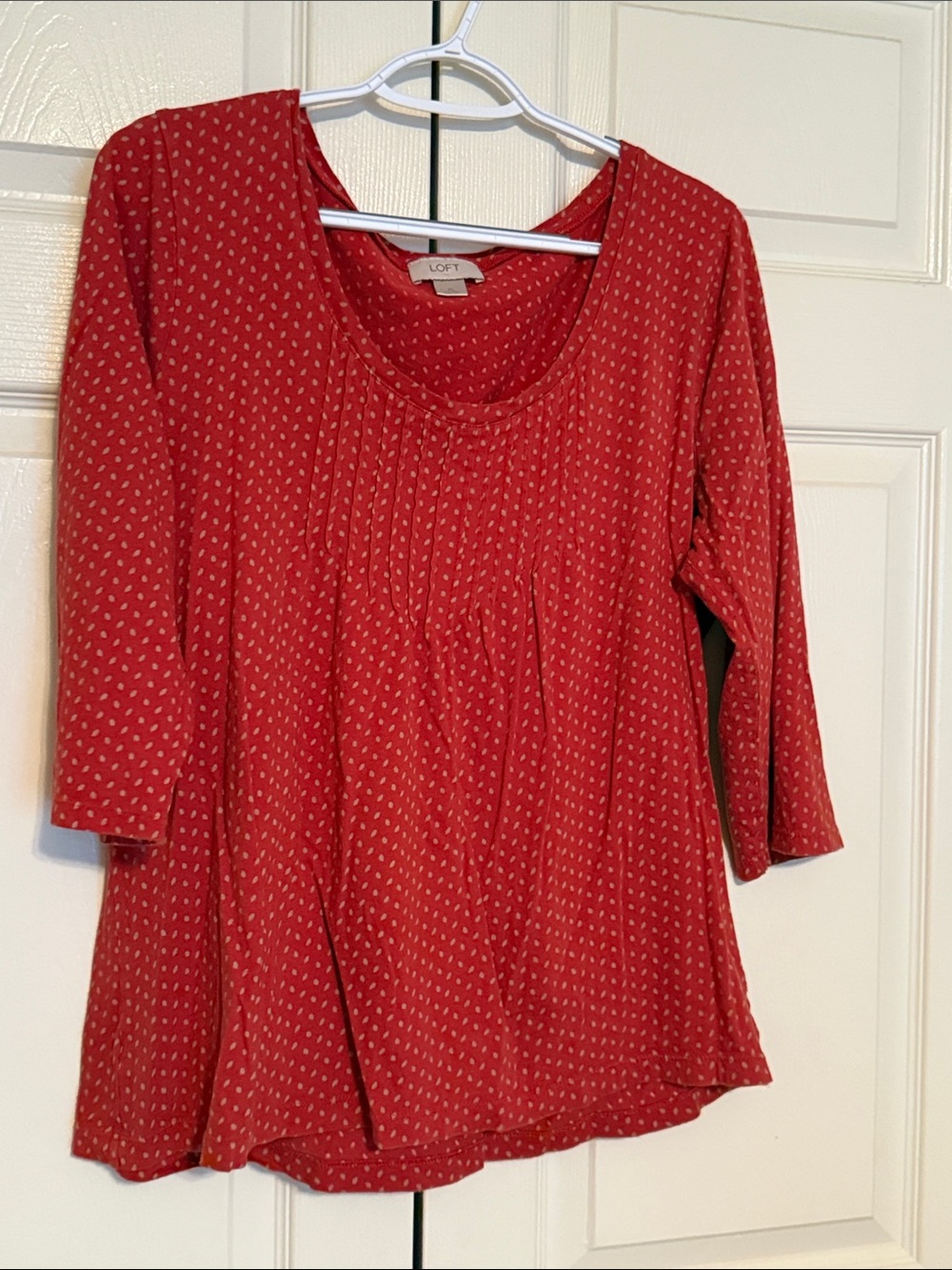 LOFT Red Printed Scoop Neck Long Sleeve Top
